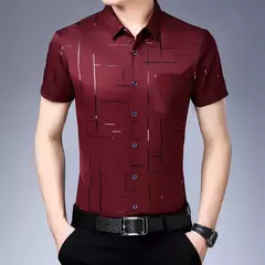 MaleArgyle-Camisas masculinas de vestido, alta qualidade, manga comprida, slim, camisa casual, gola virada para baixo, listras, single-breasted, novo - Wolf Magazine