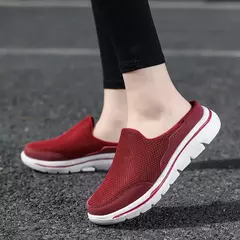 Mocassins de malha casuais masculinos, cor sólida, sapatos de encalço, flats de casal de verão, meio chinelos, tamanho grande - Wolf Magazine