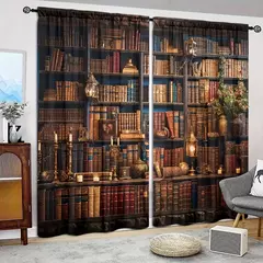 Idade Média Cortina impressa para Home Decor, tratamento janela de bolso, quarto, escritório, cozinha, sala de estar, haste, 2pcs - Wolf Magazine
