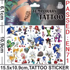 8 estilos sonic brinquedos tatuagem adesivos anime ouriço figura modelo adesivos de longa duração bonito dos desenhos animados crianças partys suprimentos presentes - Wolf Magazine