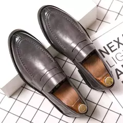 Mocassins de negócios britânicos, sapatos casuais antiderrapantes masculinos, sapatos de couro preto, vestido de noiva marrom, cinza - comprar online