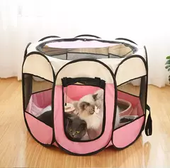 Tenda portátil para animais de estimação, canil octogonal, gaiola para gatos, gaiola para cães pequenos, quatro estações, sala de entrega universal para gatos - comprar online