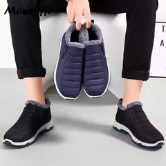 Botas de neve impermeáveis para homens, sapatos de pele quente, botas unissex, calçados masculinos, sapatos de trabalho plus size, inverno na internet