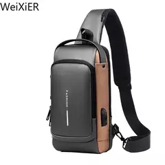 Imagem do Bolsa de Ombro Multifuncional Anti-Roubo USB para Homens, Bolsa Crossbody Masculina, Messenger Pack, Travel Sling Chest Bags, Cross Body Pack
