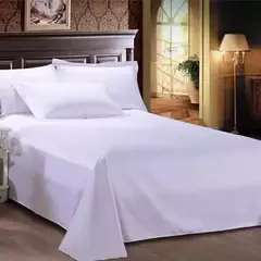 Imagem do Lençóis de solteiro e casal, lençóis de algodão lavável, lençóis de hotel branco puro, fronhas não incluídas, One Piece, uso doméstico, B & B