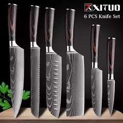XITUO-Laser Damasco Padrão Facas de Cozinha Set, Faca Chef, Ultra-Sharp, Santoku, Cutelo, Corte, Utilidade, Fruta, 1-10pcs - comprar online