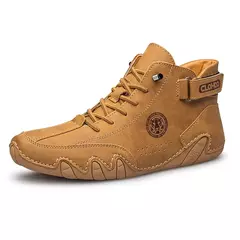CLOHOO-Botas de couro confortáveis masculinas, solas macias, sapatos britânicos - comprar online