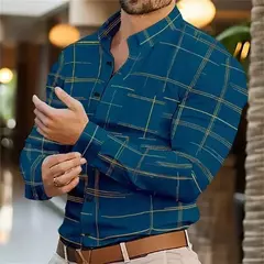 Imagem do Camisa casual padrão meteoro de colarinho de botão masculino, macio e confortável blusa esportiva, tamanho XS-6XL, moda, novo