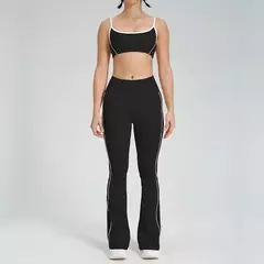 Terno de Yoga Patchwork de duas peças para mulheres, cintura alta Flare Leggings, roupas de treino Fitness Sportswear agasalho - comprar online