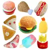 Brinquedos de pelúcia para cães, acessórios para cães estridentes, brinquedo para animais de estimação, som macio, mastigar, mordida, resistente, sorvete, batatas fritas, humburger