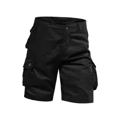 Calções de algodão de bolso múltiplo masculino, macacão de cor sólida de alta qualidade, casual ao ar livre, calças curtas esportivas, novo verão na internet