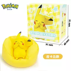Genuíno conjunto pokemon modelo anime lazer tempo série figura slowpoke charmander gonbe rowlet interior do carro brinquedos de posição de dormir - comprar online