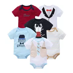 Algodão das meninas do bebê Bodysuit de manga curta, recém-nascido Vestuário, Criança, 0-12 meses, 3 6 Pcs por lote - loja online