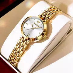 OLEVS-Relógio de pulso impermeável para mulheres, luxo, marca superior, elegante, moda, dourado, original, simples, quartzo, senhoras