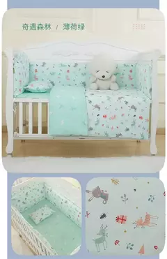 Universo Espaço Algodão cama do bebê Set, Crib Roupa de cama, Kids 'Bedroom Decor, Baby Girl and Boy's Crib, Bed Bumper, Bedsheet and Pillow, 6PCs
