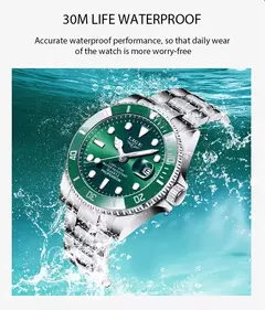 LIGE-Relógio Masculino Impermeável Esporte, Relógio Quartzo, Relógio de Data, 30ATM, Top Brand, Moda Luxo, Mergulhador