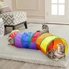 Tubo de túnel para gatos, brinquedos dobráveis para treinamento de gatinhos, brinquedo interativo divertido, túnel achatado para cachorros, gatinhos, suprimentos para animais de estimação, acessórios para gatos