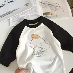Imagem do Camisetas de manga comprida de algodão puro para meninos e meninas, camiseta infantil, roupa de bebê, elegante, nova, primavera e outono
