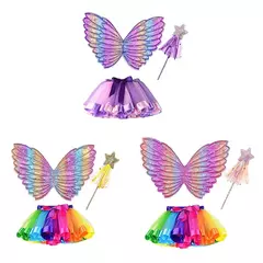 Saia tutu meninas asa verão menina princesa mini pettiskirt festa dança arco-íris tule saias coloridas halloween cosplay roupas - loja online