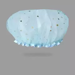 Double-Layer Shower Cap para senhoras, PVC, impermeável, à prova de óleo, banheiro, cozinha, agregado familiar, banhando-se