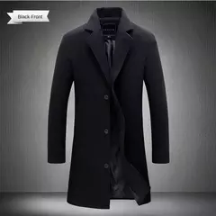 Casaco longo de algodão masculino, corta-vento fino, mistura de lã, cor pura, moda casual de negócios, roupas masculinas, primavera, outono, novo, 2023 na internet