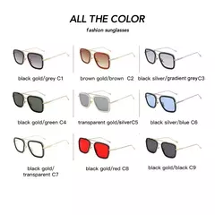 Tony Stark Iron Man Sunglasses, Quadros quadrados do metal do vintage - loja online