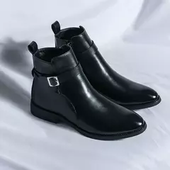 Botas altas de luxo masculinas, botas marrons de motocicleta, moda plataforma, botas masculinas, sapatos de couro casuais, alta qualidade - loja online