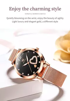 OLEVS-Relógio de pulso quartzo japonês feminino, relógios impermeáveis, pulseira de aço inoxidável, vestido fashion, luminoso Diamond face, relógio feminino