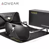 AOWEAR-Masculino HD Aviation Óculos De Sol, Polarizados Óculos De Sol Espelho, Condução Piloto Óculos De Sol
