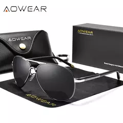 AOWEAR-Masculino HD Aviation Óculos De Sol, Polarizados Óculos De Sol Espelho, Condução Piloto Óculos De Sol