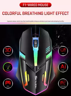 SKYLION F1 Wired 3 Teclas Mouse Iluminação Colorida Jogos e Escritório Para Microsoft Windows e Apple IOS System - Wolf Magazine