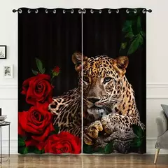 3D Printed Rose Shading Window Curtain para crianças, leão, tigre, lobo, animal, sala de estar, quarto, cozinha, porta, salão, decoração de casa