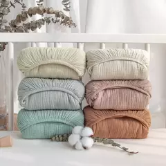 Conjunto de cama de algodão para bebê recém-nascido, cor lisa, musselina, berço cabido folha, lençol berço - Wolf Magazine