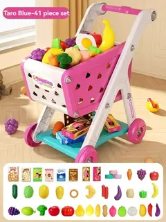 Grande carrinho de compras de supermercado para crianças, carrinho para crianças, brinquedos Push Car, simulação de frutas, comida, presentes de aniversário, novo - comprar online