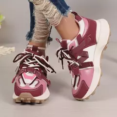 Imagem do Novas mulheres tênis de malha respirável plataforma tênis feminino casual rendas até ao ar livre sapatos femininos baixo topo zapatos de mujer