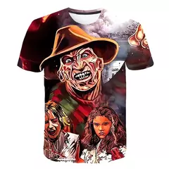 Camiseta de horror estampada em 3D para homens e mulheres Freddy Krueger Jason, camisa de manga curta, pulôver esportivo, camiseta de verão, blusa infantil, novo - loja online