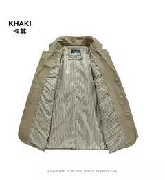 Imagem do Roupas masculinas de outono, jaqueta de negócios americana e europeia nova, terno casual, casaco elegante com gola, algodão, ao ar livre