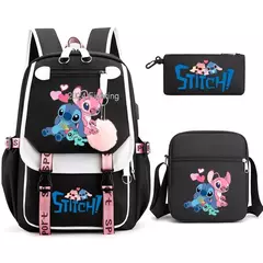 Lilo e Stitch Mochilas para Mulheres, Mala de Viagem Feminina, Mochila para Adolescentes, Meninas Bookbag, Melhor Presente, Mochila, 3Pcs - loja online