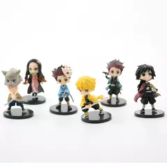 6 pçs/12 pçs/sets q posket figura atacado demônio slayer mini estatueta kimetsu não yaiba pequenas bonecas pvc decoração de mesa - comprar online