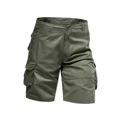 Calções de algodão de bolso múltiplo masculino, macacão de cor sólida de alta qualidade, casual ao ar livre, calças curtas esportivas, novo verão - loja online