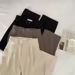 HELIAR-calça feminina de cintura alta, calça reta para senhoras do escritório, botão casual, calça preta solta, nova, outono - comprar online