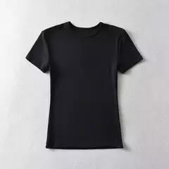 Camiseta feminina com ajuste magro, manga curta apertada, camiseta com gola O, tops básicos de corte sólido, casual, verão - comprar online