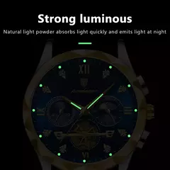 Relógio de pulso luxo masculino Poedagar, relógio cronógrafo luminoso impermeável, aço inoxidável, relógios quartzo - loja online