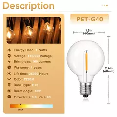 Guirlanda de luzes inquebrável g40, 220v 110v, led, luz de corda e12, à prova d'água, conectável, guirlanda de ano novo, decoração de natal - loja online