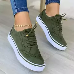 Tênis liso casual feminino, versátil com renda, tênis de caminhada, tamanho grande, moda primavera, novo, 2024 - comprar online