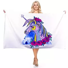 Toalha de praia retangular para meninos e meninas, gradiente de desenhos animados, flor, unicórnio, impressão digital 3D, natação ao ar livre, toalha de banho bibulosa - loja online