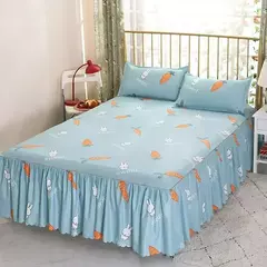 Conjunto de colcha de algodão bordado, saia de cama, fronhas, capa de folha, rei, rainha, duplo, 1.5 m, 1.8 m, 2m, 3pcs - Wolf Magazine