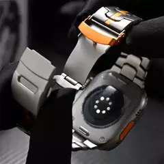 Pulseira de aço inoxidável cor titânio para Apple Watch, pulseira de metal para iWatch 9, 8, 7, 6, SE 5, banda ultra 2, 49mm, 45mm, 44mm, 42mm na internet