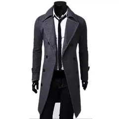 Casaco trench mistura de lã slim fit masculino, jaqueta monocromática, moda casual, alta qualidade, outono, inverno, 2024 - Wolf Magazine