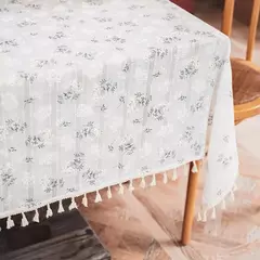 Toalha de mesa de algodão pequena margarida para decoração, estilo coreano, retângulo, para cozinha, casamento, sala de jantar na internet